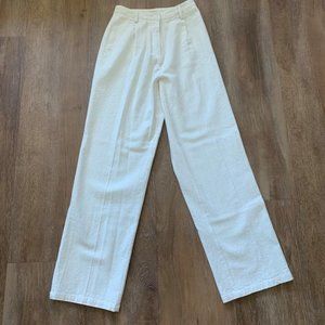 Brandy Melville White Linen Straight Leg Trousers